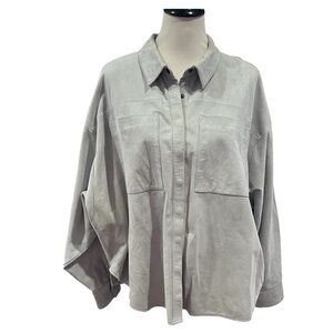 One Teaspoon Gray Goat Suede Leather Daria Shirt Size Large